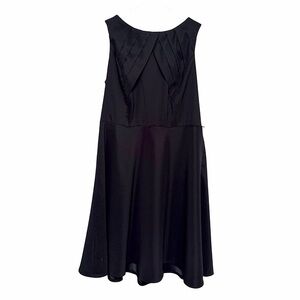 Signature Black Pleated Midi Dress with Belt